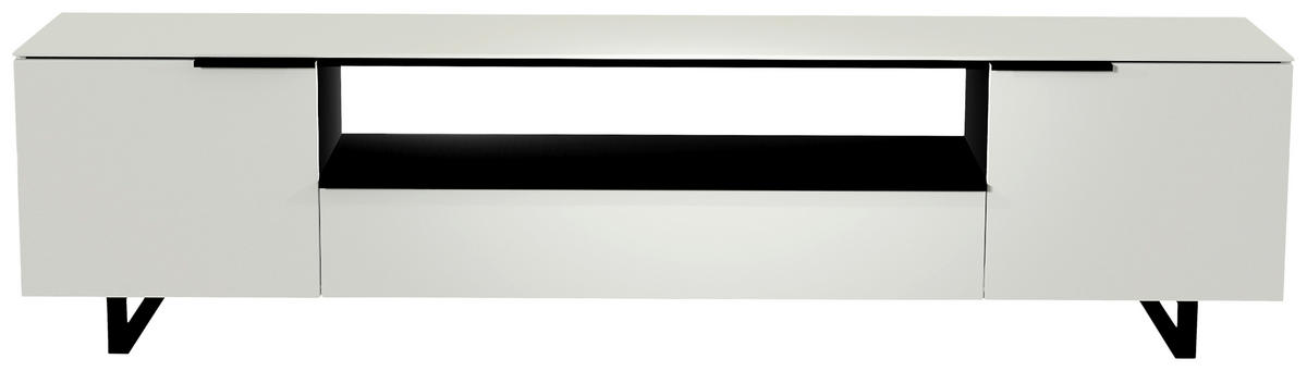 LOWBOARD Schwarz, Weiss  210/51/45 cm  - Weiss/Schwarz, Design, Glas/Holzwerkstoff (210/51/45cm) - Moderano