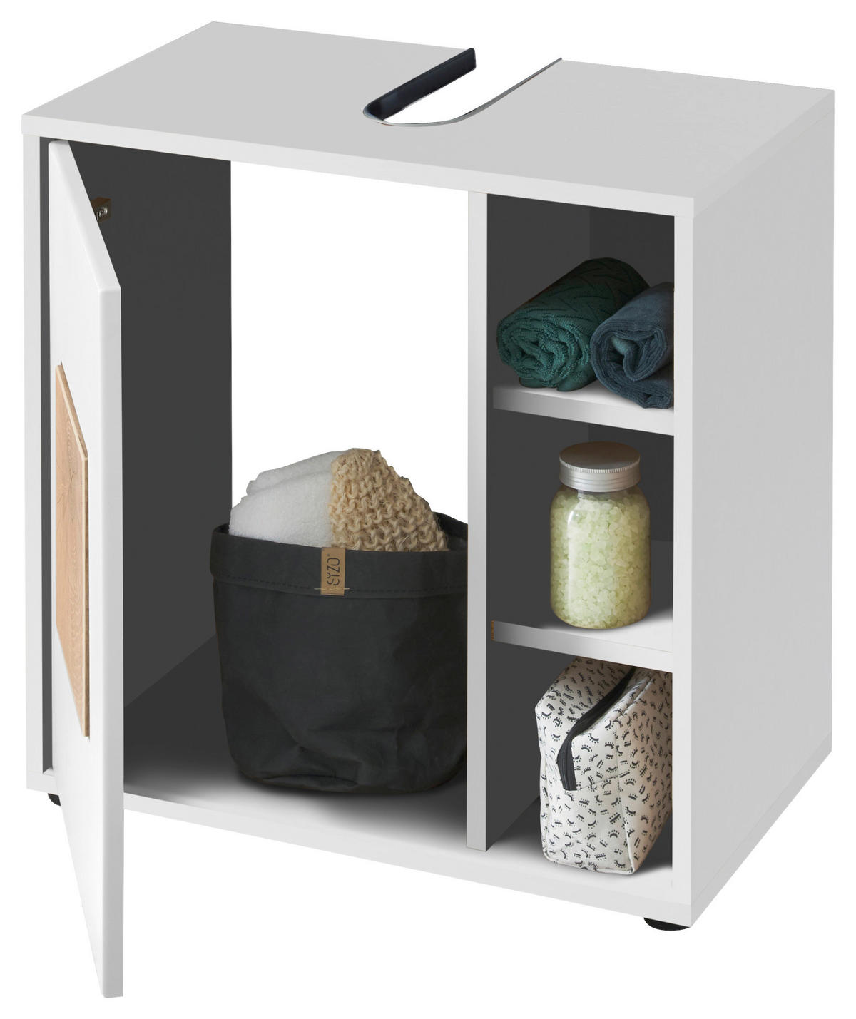 WASCHBECKENUNTERSCHRANK 60/60/35 cm  - Weiss/Eichefarben, Modern, Holzwerkstoff/Kunststoff (60/60/35cm) - MID.YOU