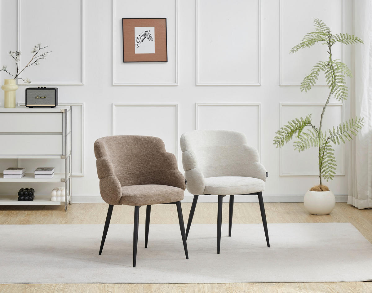 VIERFUßSTUHL - Beige/Schwarz, MODERN, Holz/Textil (60,5/82/61cm) - Livetastic