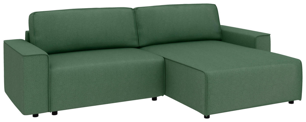 ECKSOFA in Struktur Dunkelgrün  - Dunkelgrün/Schwarz, Modern, Kunststoff/Textil (265/164cm) - Trendmanufaktur