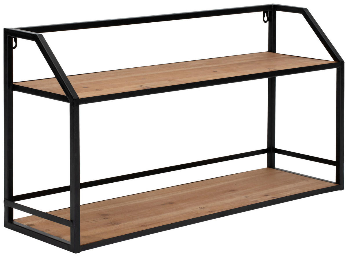 WANDREGAL 70/36.5/20 cm  - Schwarz/Naturfarben, Lifestyle, Holz/Metall (70/36.5/20cm) - Livetastic