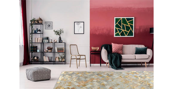 FLACHWEBETEPPICH 80/150 cm Lavish 210 Elfenbein / Gold Creme, Goldfarben  - Goldfarben/Creme, Basics, Leder/Textil (80/150cm) - Novel