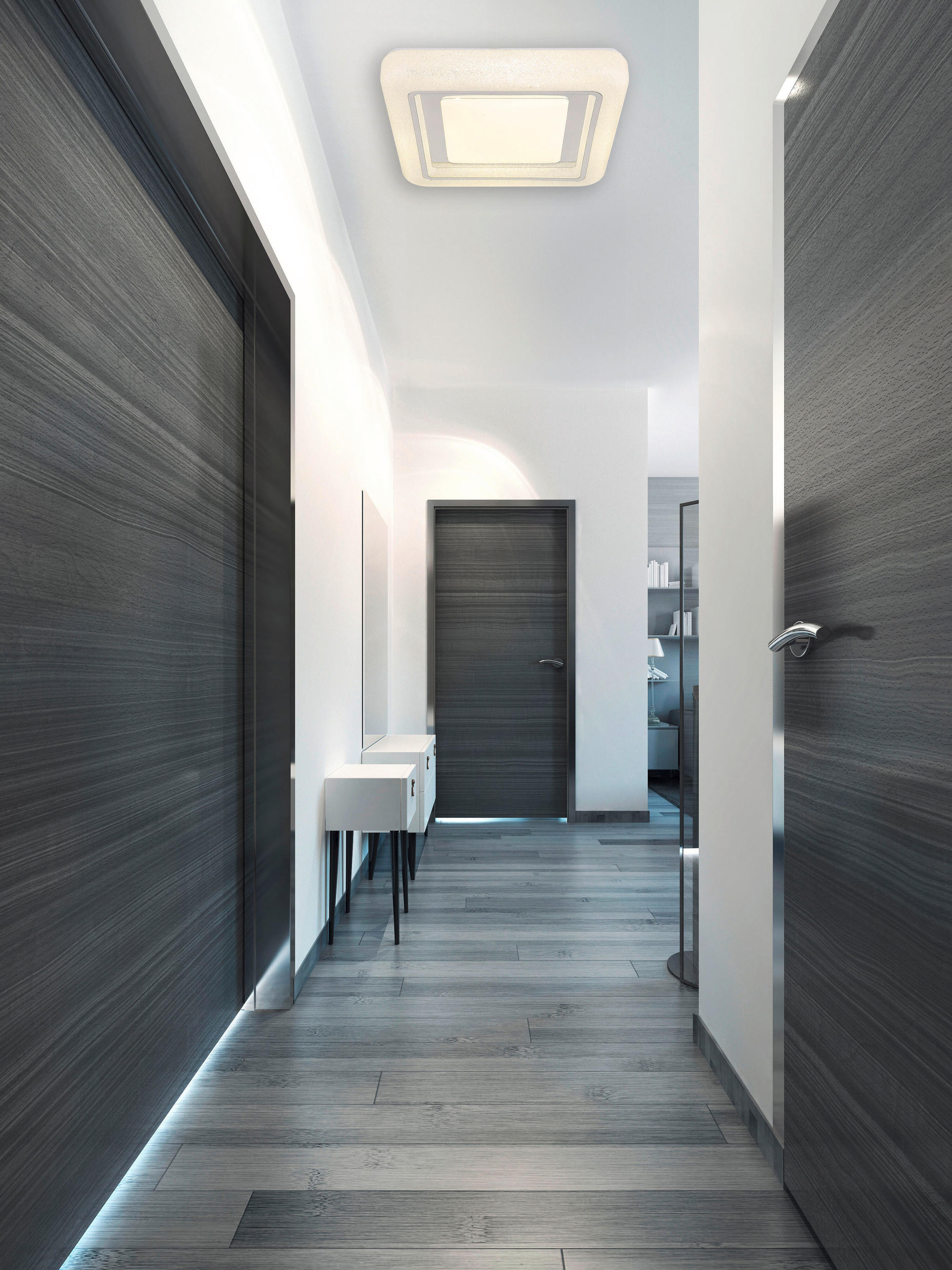 LED-DECKENLEUCHTE    38/38/7,5 cm  - Klar/Chromfarben, Konventionell, Kunststoff/Metall (38/38/7,5cm) - Globo