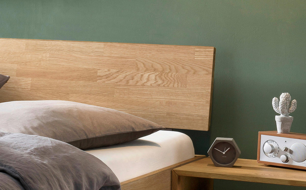 BETT 160/200 cm  in Eiche Bianco  - Eiche Bianco/Eichefarben, Natur, Holz/Metall (160/200cm) - Hasena