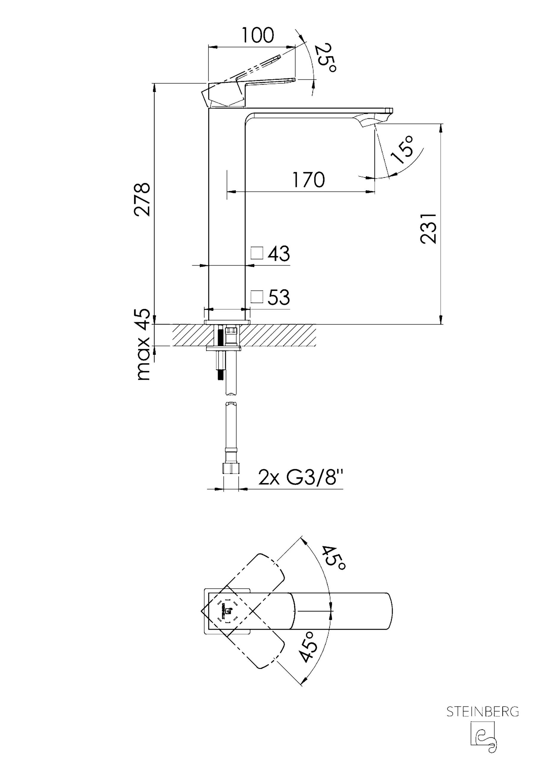 WASCHTISCHARMATUR 342 1700 S  - Schwarz, MODERN, Metall (4,3/28,5/21,9cm)