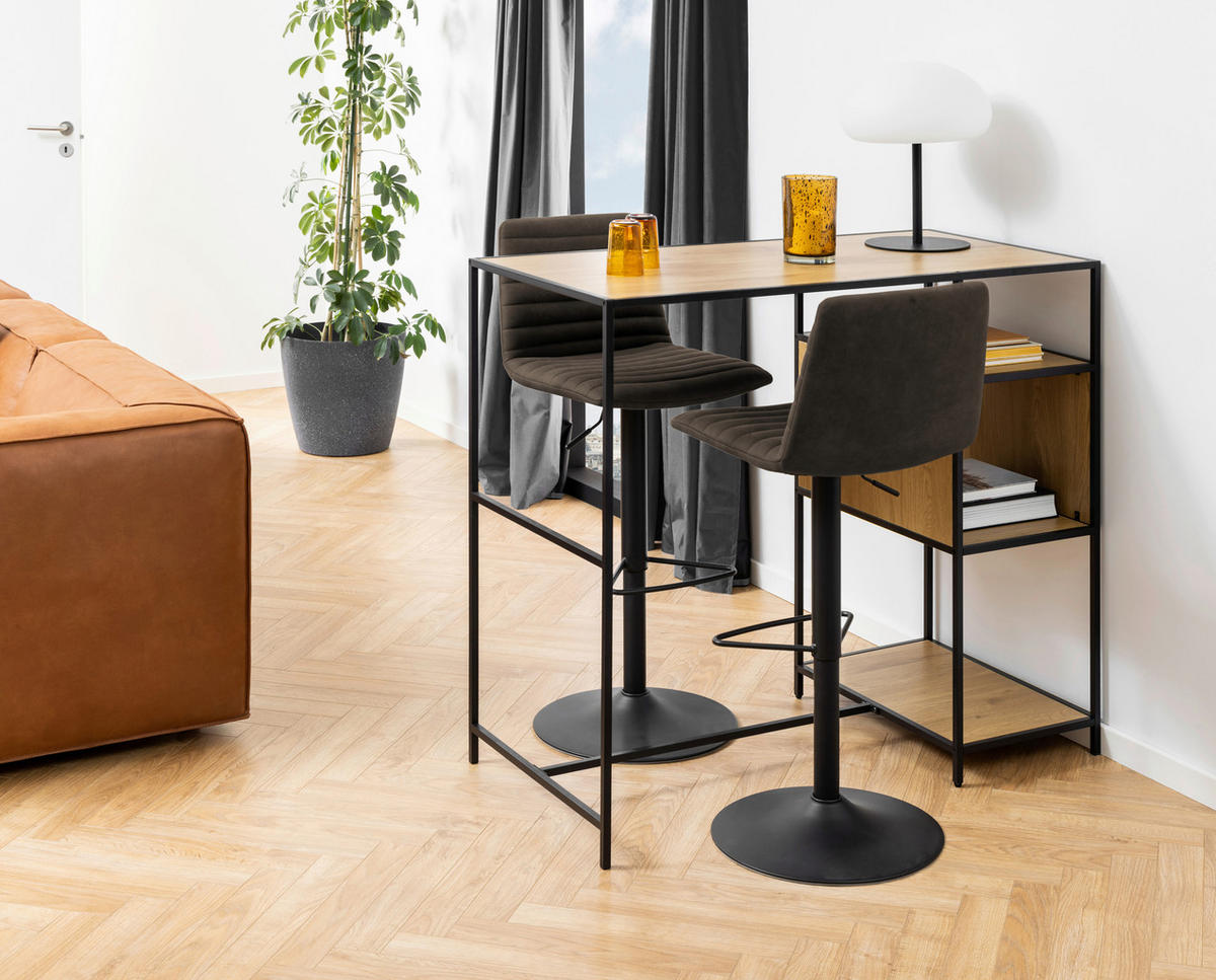 BARHOCKER Webstoff Dunkelgrau  - Dunkelgrau/Schwarz, Trend, Textil/Metall (50cm) - MID.YOU