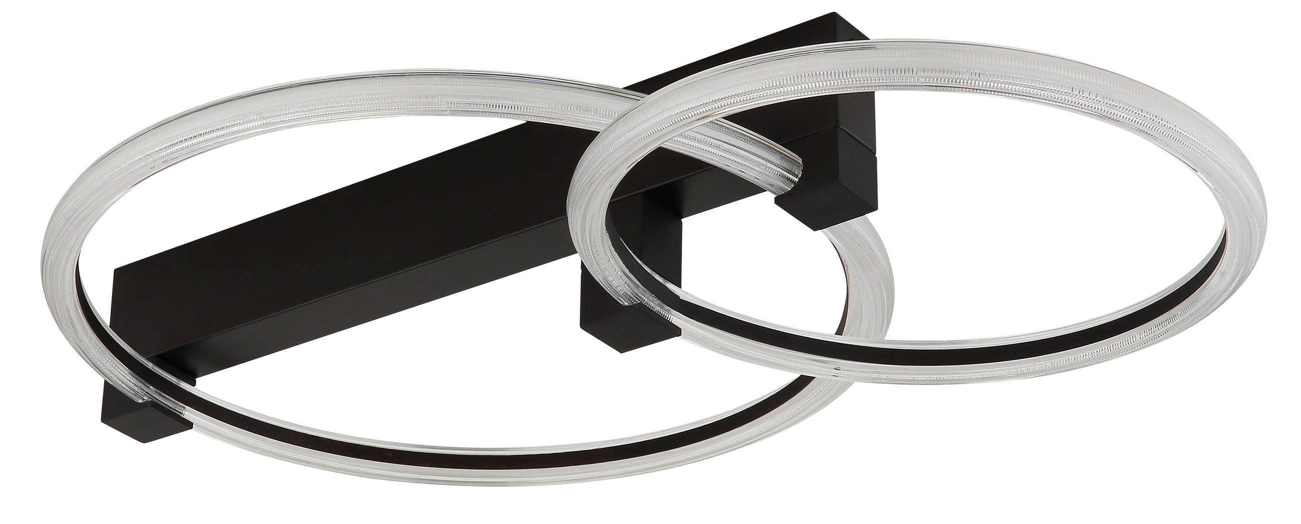 LED-DECKENLEUCHTE Fletcher 58/38/11,5 cm  - Transparent/Schwarz, Design, Kunststoff/Metall (58/38/11,5cm) - Globo