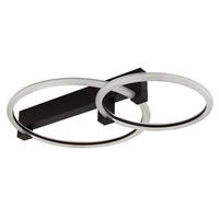 LED-DECKENLEUCHTE Fletcher 58/38/11,5 cm  - Transparent/Schwarz, Design, Kunststoff/Metall (58/38/11,5cm) - Globo