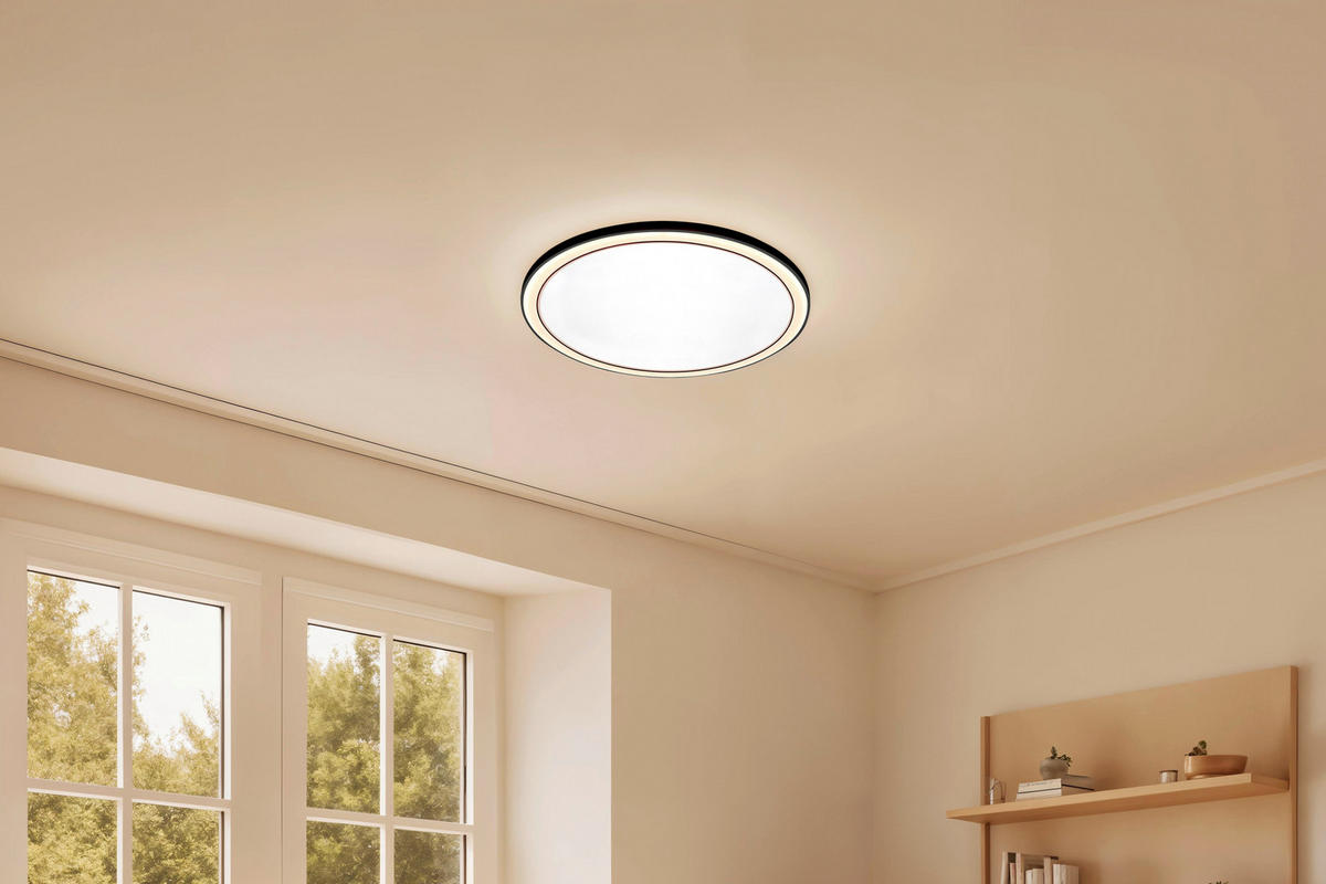 LED-DECKENLEUCHTE 48/4 cm   - Schwarz, KONVENTIONELL, Metall (48/4cm) - BOPP