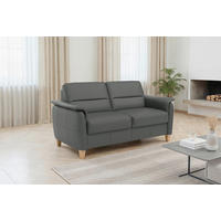 3-SITZER-SOFA Echtleder Anthrazit  - Eichefarben/Anthrazit, Basics, Leder/Holz (179/89/89cm) - Sit & More