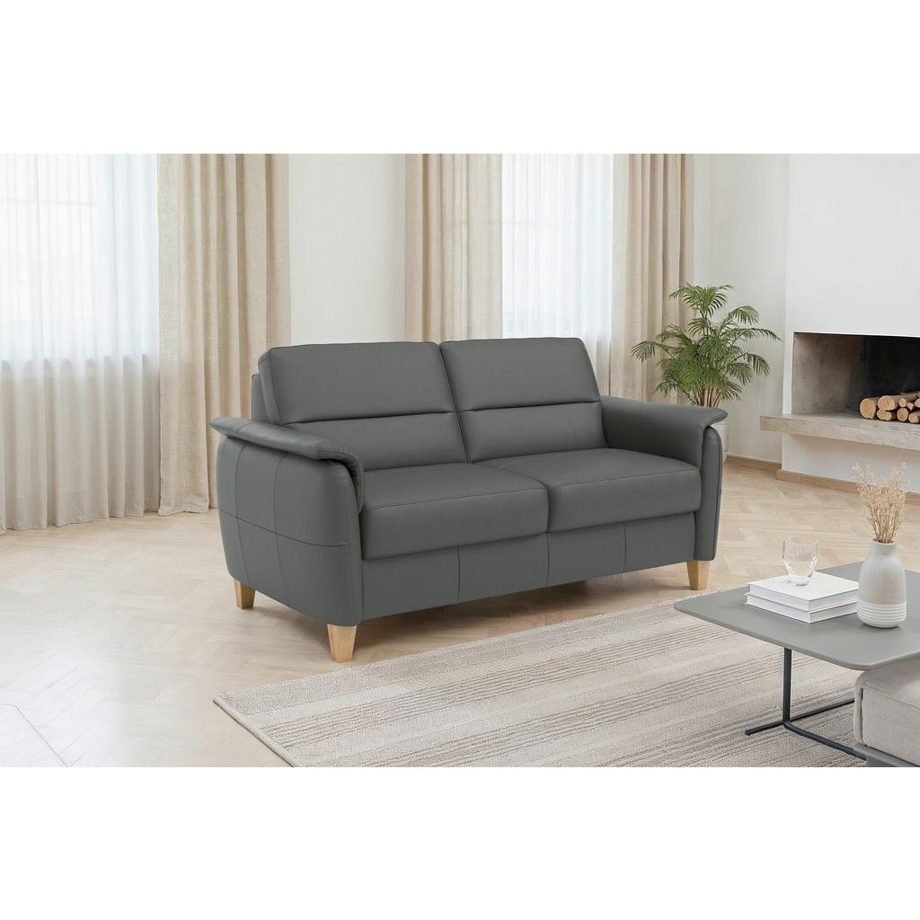 Sit & More TROJMIESTNA POHOVKA, antracitová, pravá koža