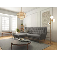 ECKSOFA in Webstoff Dunkelgrau  - Eichefarben/Dunkelgrau, Konventionell, Holz/Textil (250/107/173cm) - Trendmanufaktur