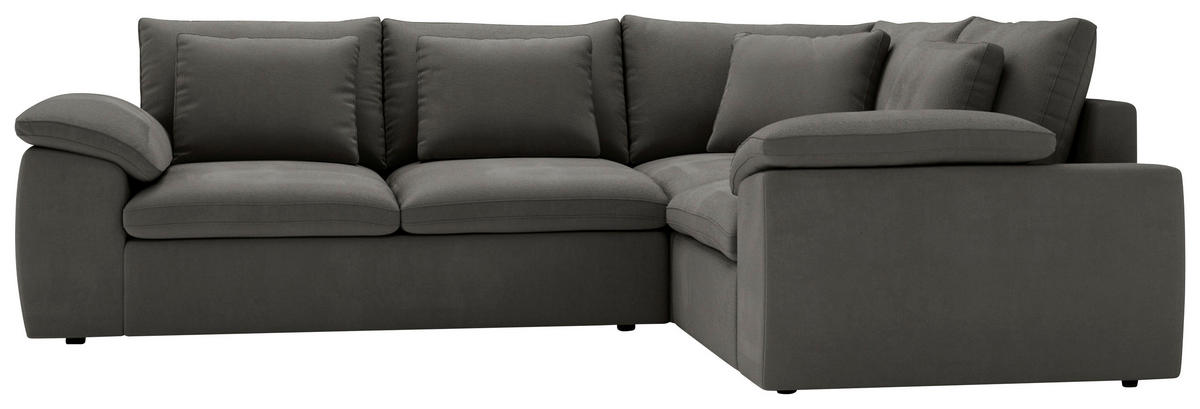 ECKSOFA Chenille Dunkelgrau  - Dunkelgrau/Schwarz, Design, Kunststoff/Textil (289/216cm) - Livetastic