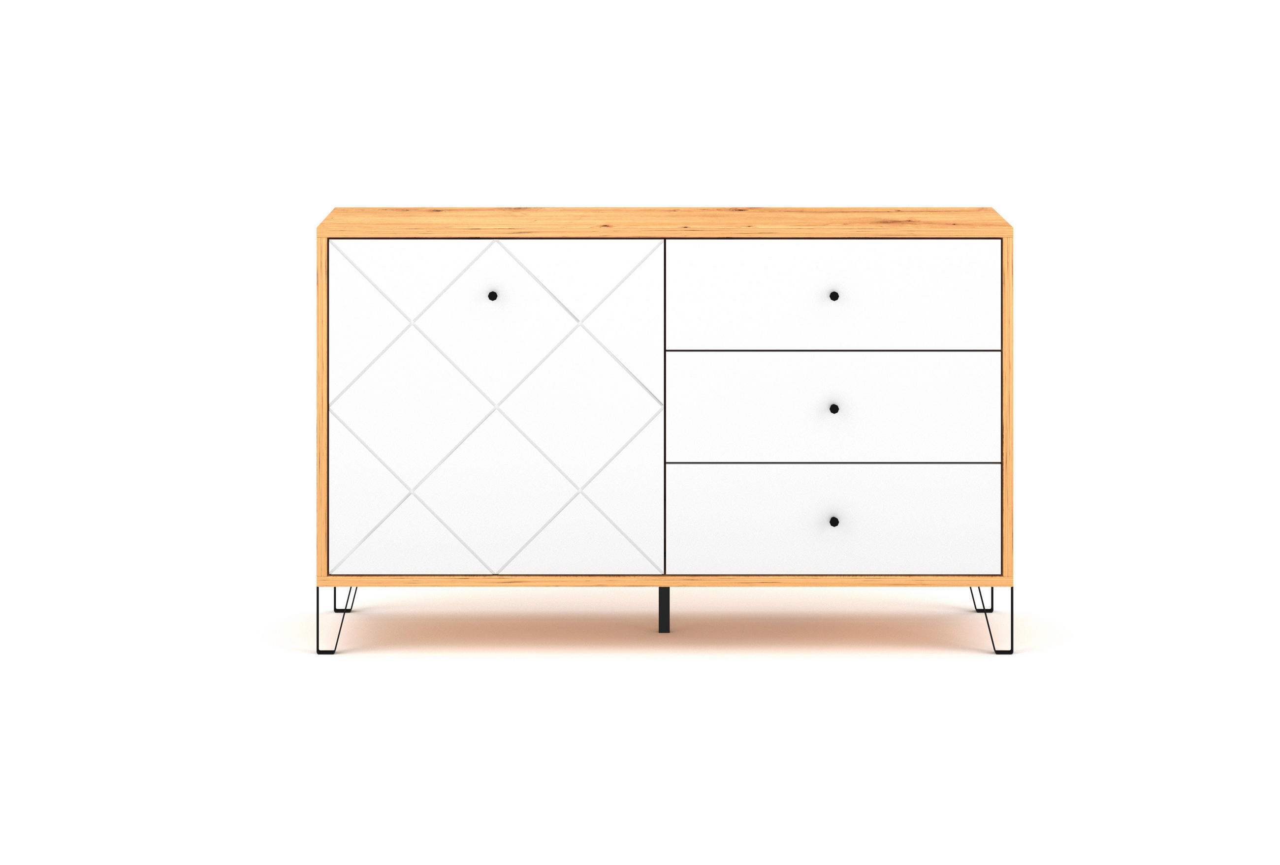 SIDEBOARD  in 123/75/40 cm  - Schwarz/Weiß, Design, Holzwerkstoff/Metall (123/75/40cm) - Livetastic