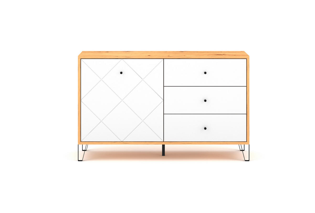 SIDEBOARD  in 123/75/40 cm  - Schwarz/Weiß, Design, Holzwerkstoff/Metall (123/75/40cm) - Livetastic