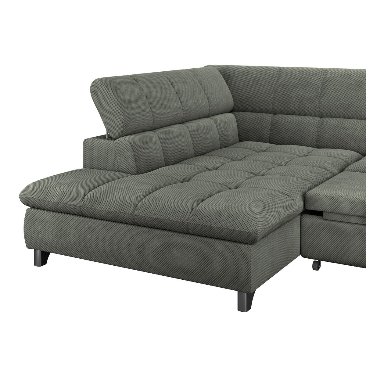 ECKSOFA Grün Chenille  - Chromfarben/Grün, KONVENTIONELL, Textil/Metall (234/312cm) - Livetastic