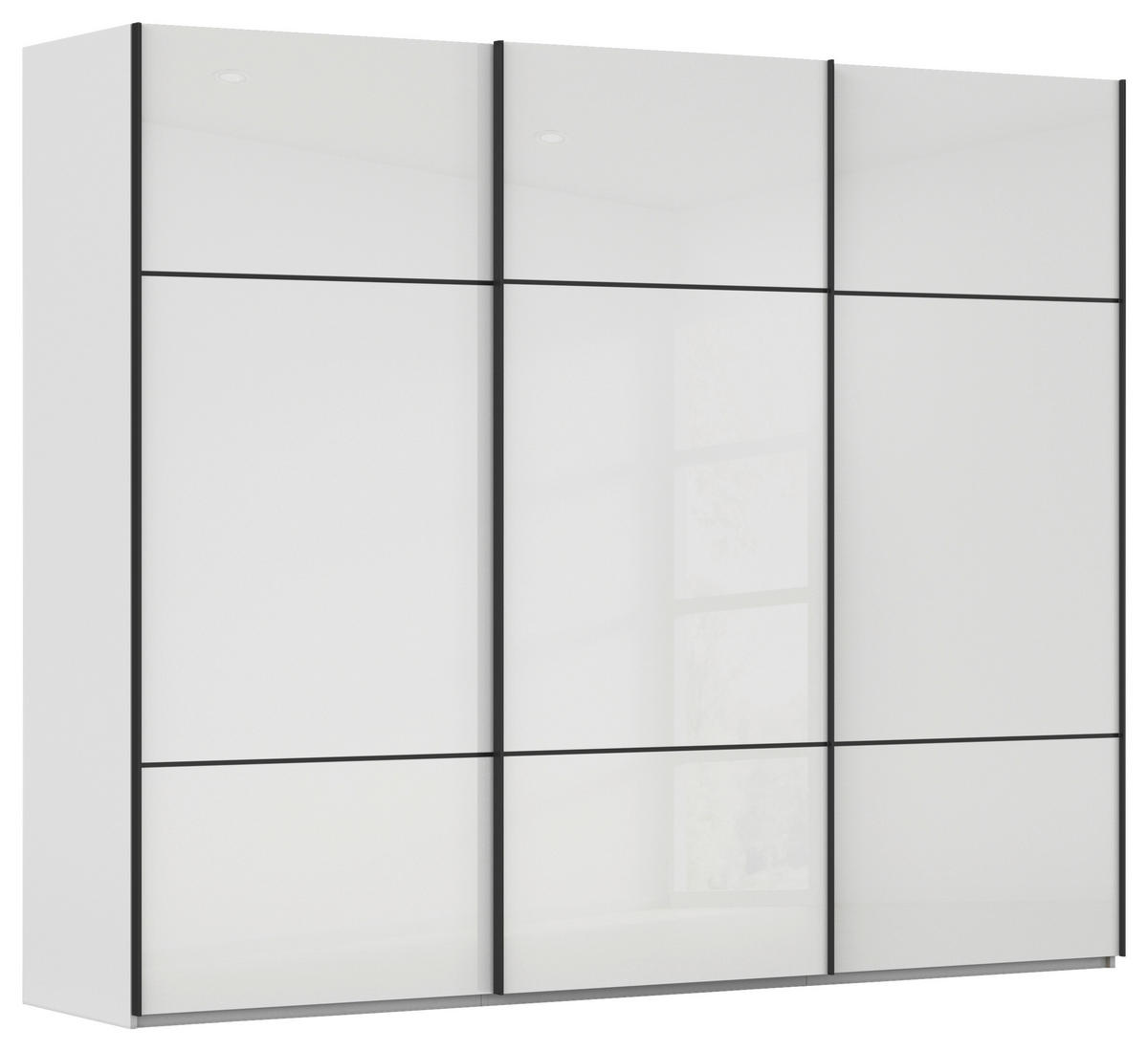 SCHWEBETÜRENSCHRANK 242/223/68 cm 3-türig Grau, Weiß  - Schwarz/Weiß, KONVENTIONELL, Glas/Holzwerkstoff (242/223/68cm) - Novel