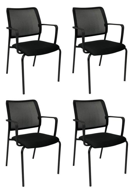 ARMLEHNSTUHL-SET 4 Stück  in Stahl Flachgewebe  - Schwarz, Basics, Kunststoff/Textil (54/87/58cm) - Dauphin
