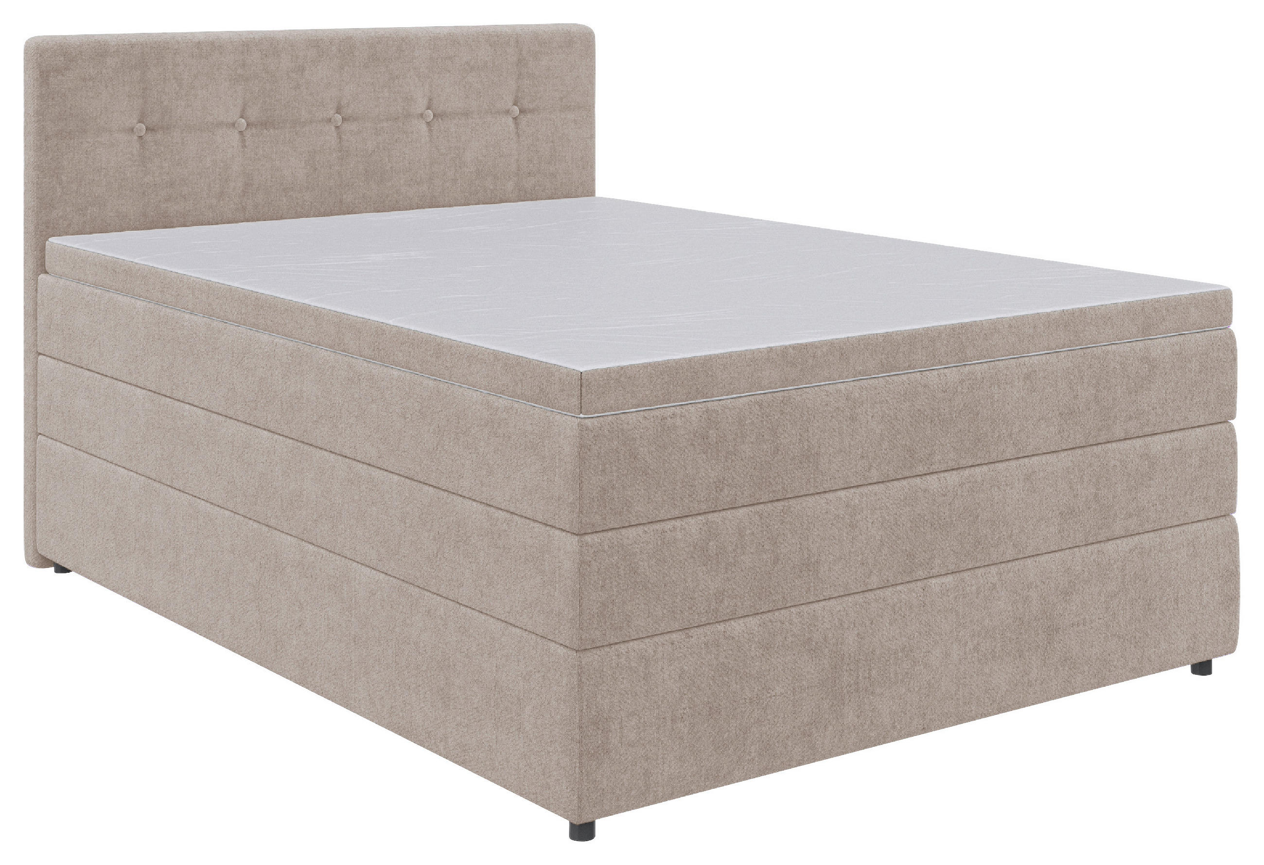 BOXSPRINGBETT 140/200 cm  in Beige  - Beige/Schwarz, KONVENTIONELL, Kunststoff/Textil (140/200cm) - Carryhome