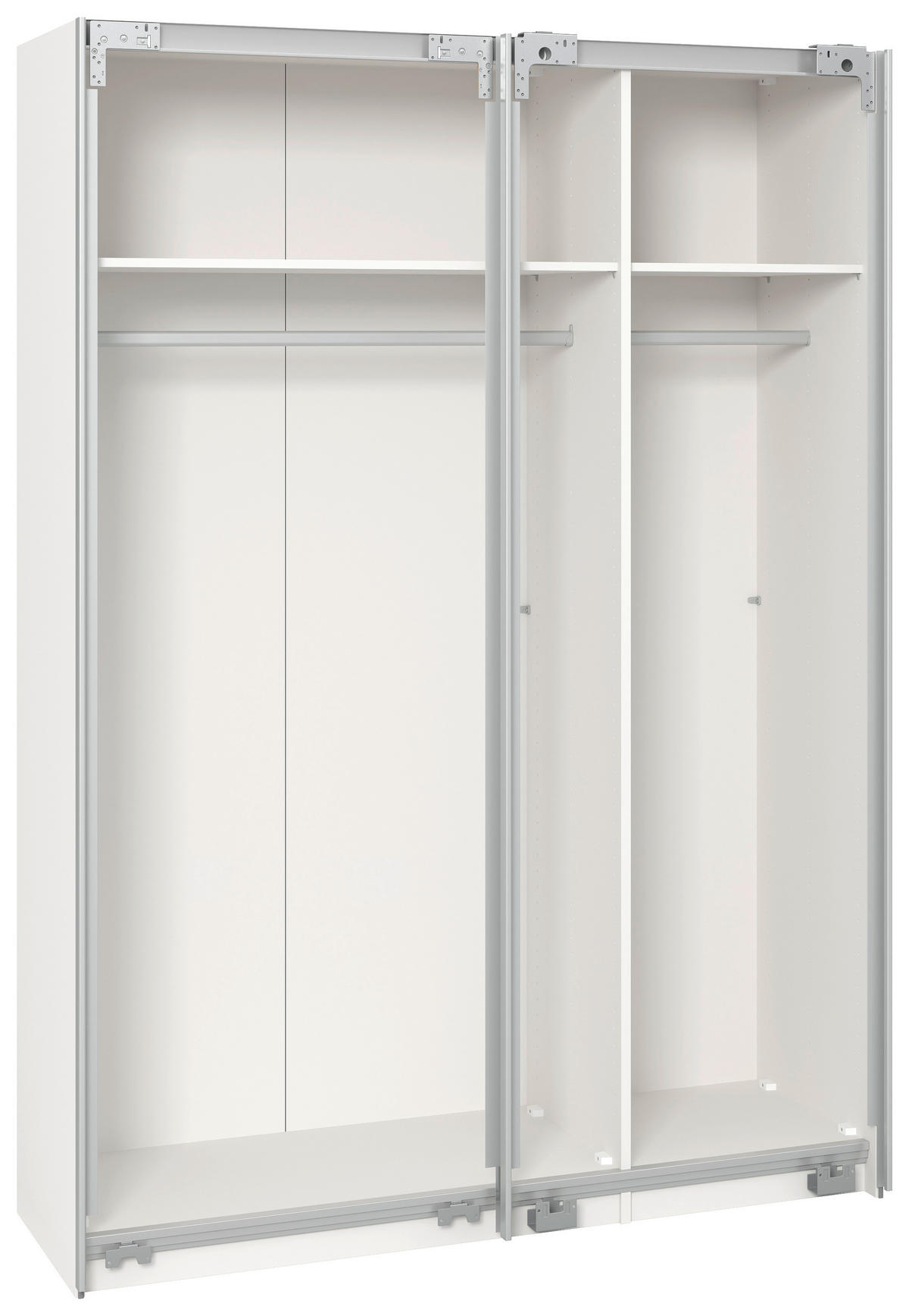 SCHWEBETÜRENSCHRANK 152/195/65 cm 2-türig Weiß  - Edelstahlfarben/Weiß, Design, Glas/Holzwerkstoff (152/195/65cm) - Boxxx
