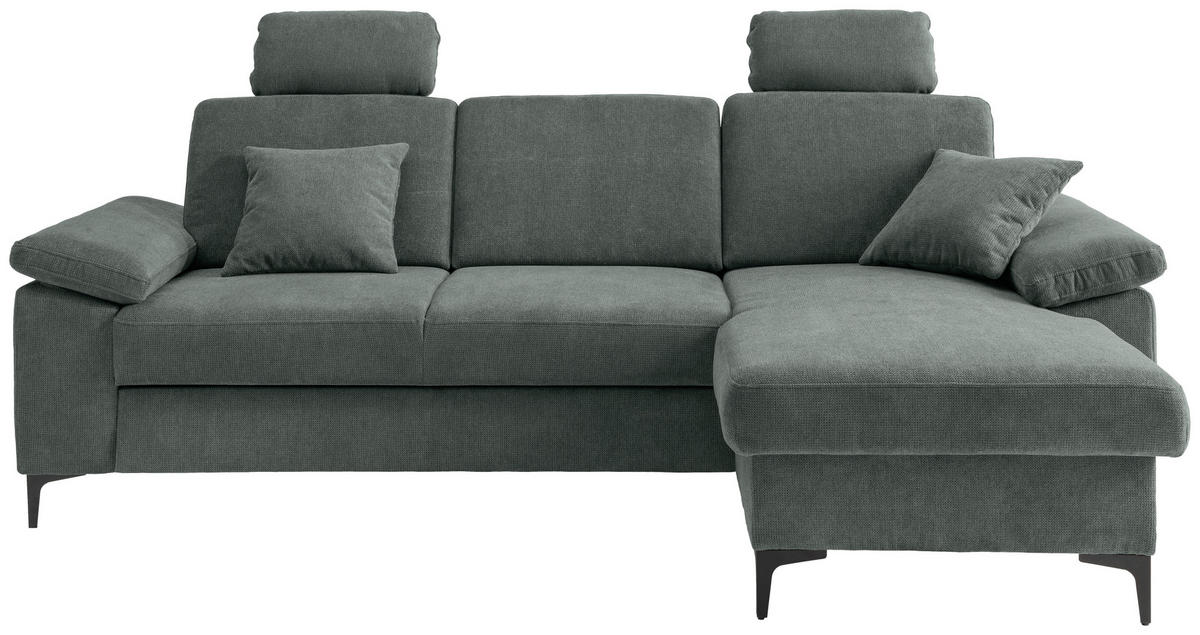ECKSOFA Chenille Dunkelgrün  - Dunkelgrün/Schwarz, Konventionell, Textil/Metall (245/151cm) - Livetastic