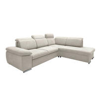 ECKSOFA  in Mikrofaser Creme  - Chromfarben/Creme, Design, Textil/Metall (283/228cm) - Livetastic