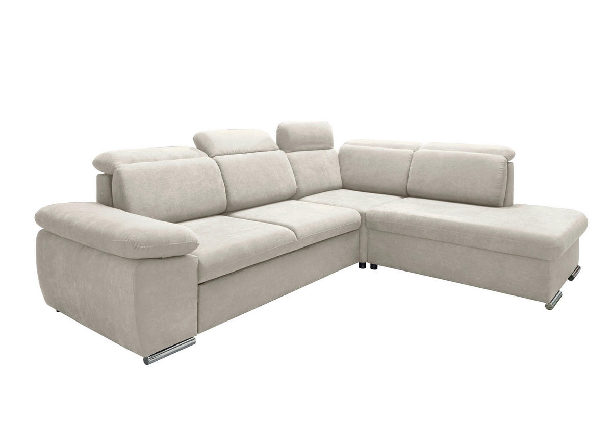 ECKSOFA  in Mikrofaser Creme  - Chromfarben/Creme, Design, Textil/Metall (283/228cm) - Livetastic