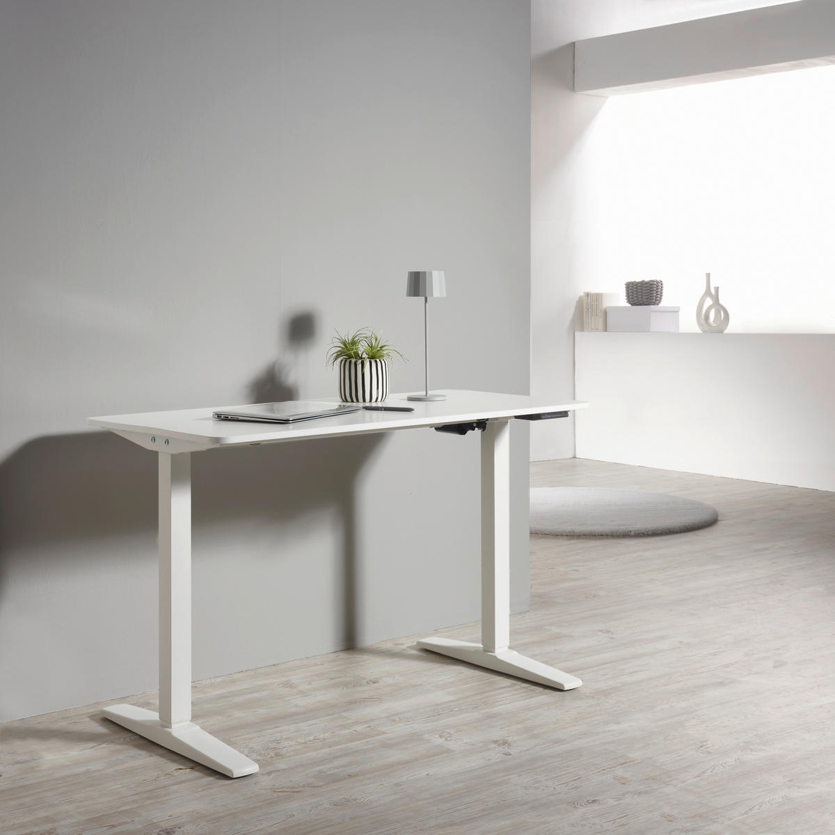 SCHREIBTISCH 120/60/75-120 cm  in Weiß  - Weiß, KONVENTIONELL, Holzwerkstoff/Metall (120/60/75-120cm) - Carryhome