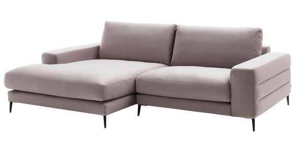 ECKSOFA  in Velours Rosa  177/253 cm  - Schwarz/Rosa, Design, Textil/Metall (177/253cm) - Dieter Knoll