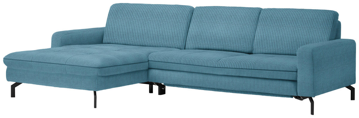 ECKSOFA in Cord Petrol  - Petrol/Schwarz, Design, Textil/Metall (178/302cm) - Beldomo Style