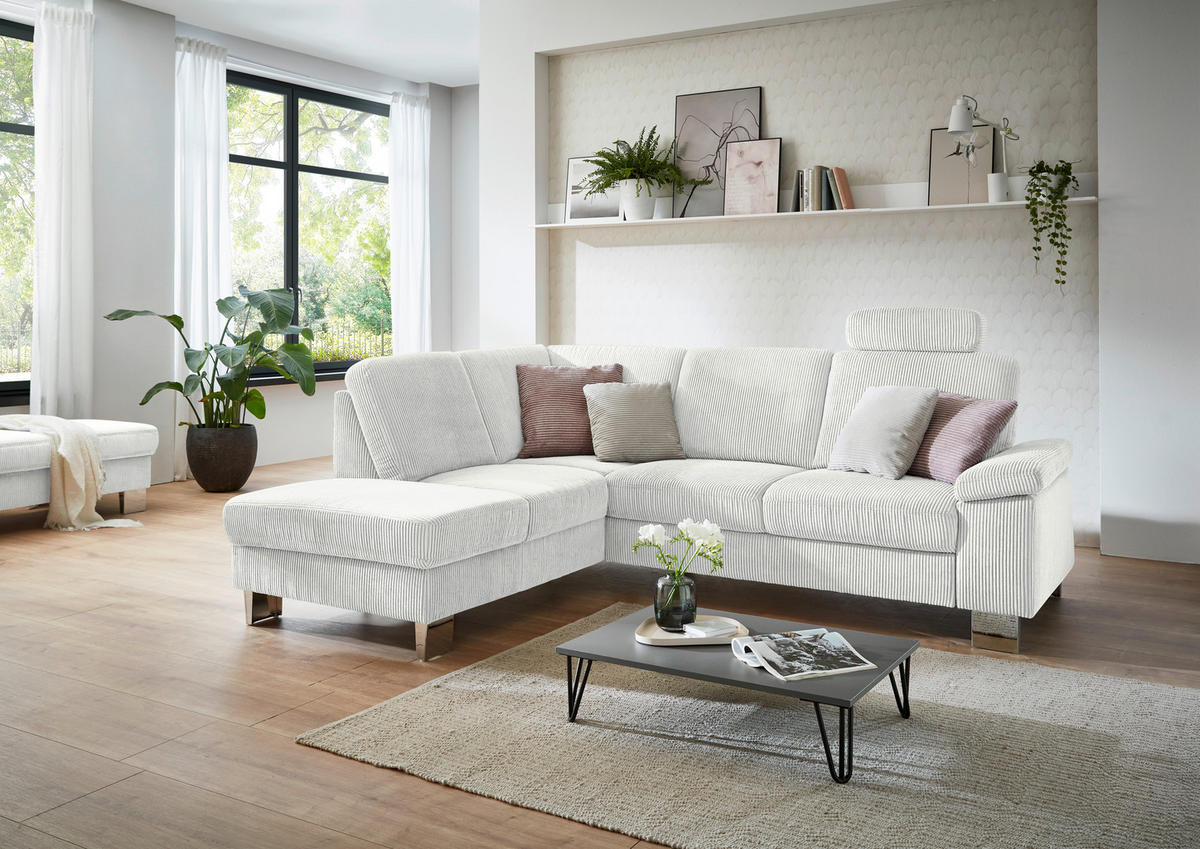 HÖRNSOFFA i manchester ecru  - stålfärgad/ecru, Klassisk, metall/textil (200/248cm) - Beldomo System