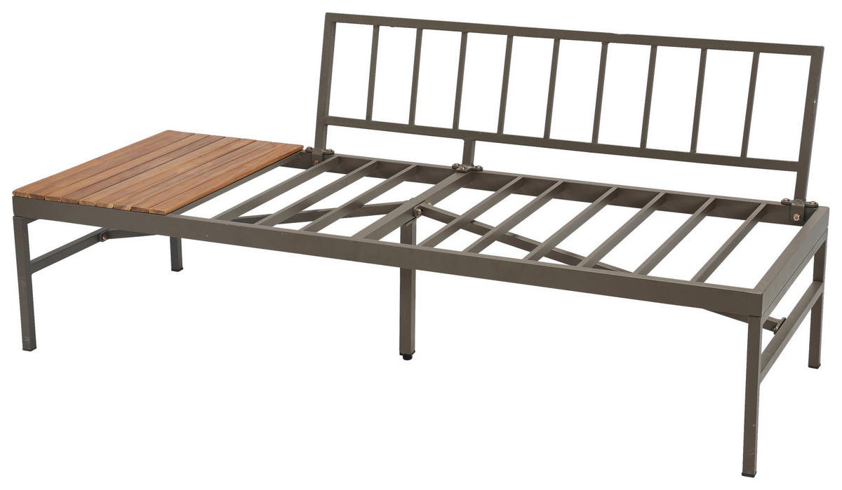 LOUNGEGARNITUR   57/35/57 cm Akazie vollmassiv Aluminium  - Beige/Beigebraun, MODERN, Holz/Textil (57/35/57cm) - Ambia Garden