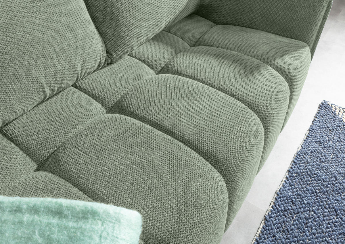 SCHLAFSOFA Plüsch Salbeigrün  inkl. Zierkissen, Rückenkissen, Bettkasten, Schlaffunktion, Rücken echt, Liegefläche im Originalstoff  - Salbeigrün/Schwarz, KONVENTIONELL, Kunststoff/Textil (200/73/105cm) - Carryhome