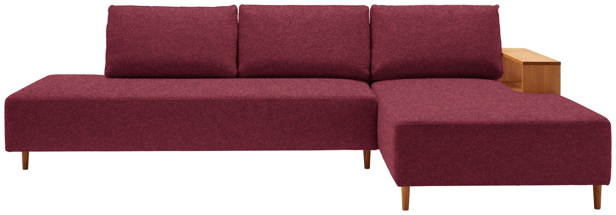ECKSOFA in Flachgewebe Rot  - Eichefarben/Rot, Design, Holz/Textil (307/190cm) - Joka