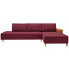 ECKSOFA in Flachgewebe Rot  - Eichefarben/Rot, Design, Holz/Textil (307/190cm) - Joka