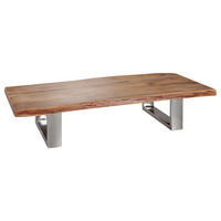 COUCHTISCH in Holz 115/58/25 cm  - Chromfarben/Akaziefarben, Design, Holz/Metall (115/58/25cm) - MID.YOU