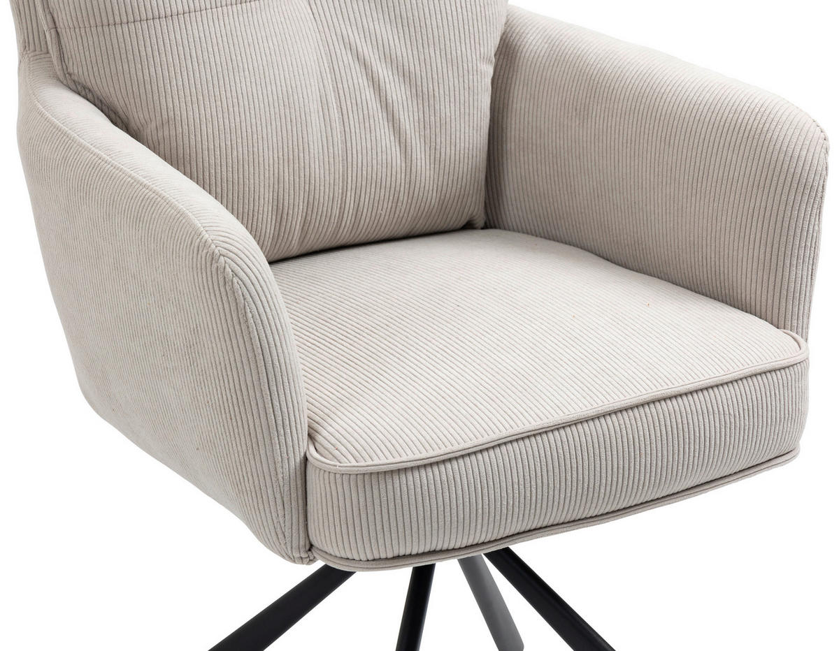 ARMLEHNSTUHL  in Eisen Cord  - Beige, Design, Textil/Metall (60/95/67cm) - Novel