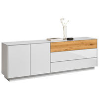 TV-SZEKRÉNY 207/69/42 cm  - tölgyfa/fehér, Design, faalapú anyag/Üveg (207/69/42cm) - Novel