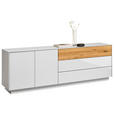 LOWBOARD Triest  in 207/69/42 cm  - Eichefarben/Weiß, Design, Glas/Holz (207/69/42cm) - Novel