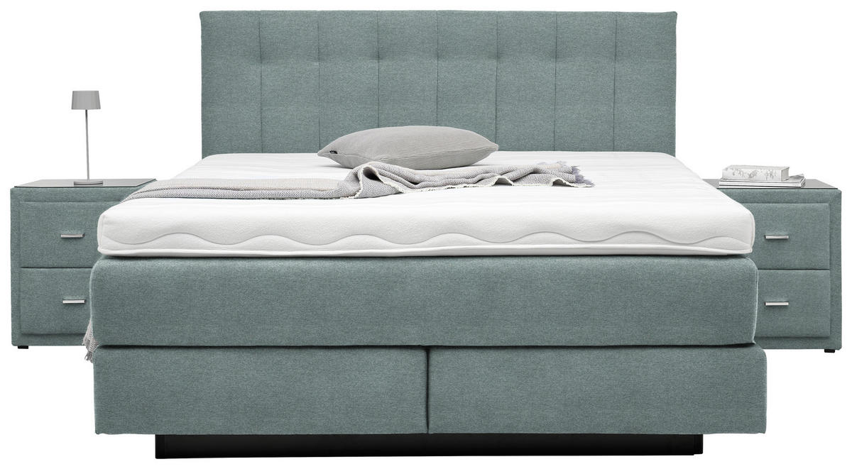BOXSPRINGBETT 180/200 cm  in Hellgrau  - Hellgrau/Schwarz, Design, Holzwerkstoff/Kunststoff (180/200cm) - Beldomo - Sleep