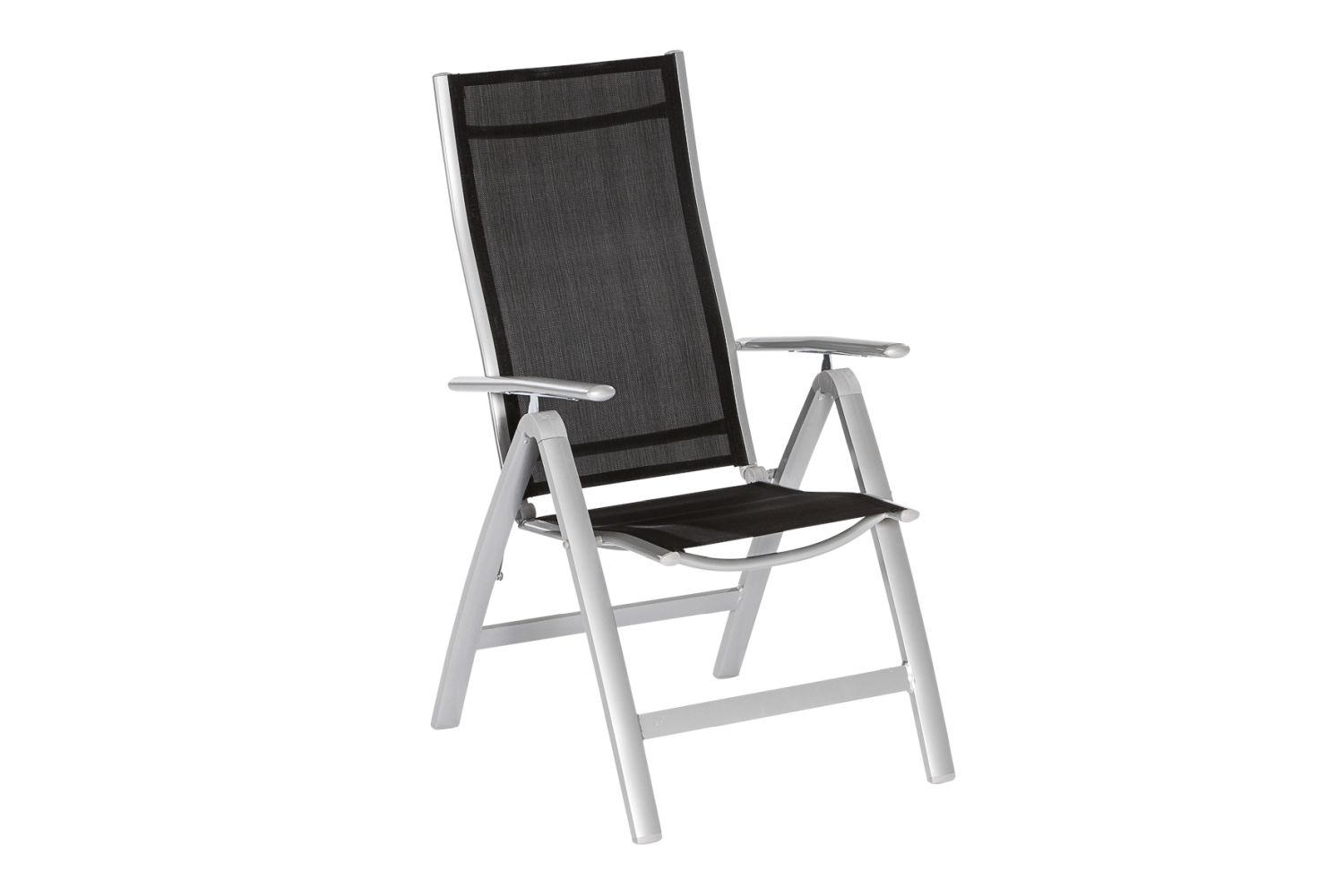 GARTENKLAPPSESSEL-SET Aluminium Schwarz  - Silberfarben/Schwarz, ROMANTIK / LANDHAUS, Textil/Metall (60/108/70cm) - Gardenson