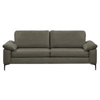 3-SITZER-SOFA  in Echtleder Grau   - Schwarz/Grau, Design, Leder/Metall (224/83/97cm) - Schöner Wohnen
