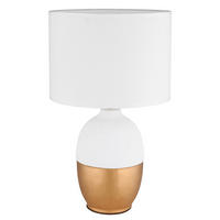 TISCHLEUCHTE 25/43 cm   - Goldfarben/Weiß, KONVENTIONELL, Keramik/Textil (25/43cm) - Globo