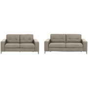 SITZGARNITUR in Leder Creme - Creme/Alufarben, Design, Leder/Metall (203/84/102cm) - Natuzzi Editions