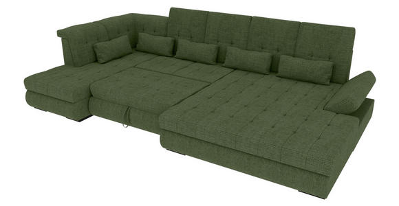 WOHNLANDSCHAFT  in Struktur Olivgrün  - Schwarz/Olivgrün, KONVENTIONELL, Kunststoff/Textil (212/363/191cm) - Carryhome