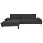 ECKSOFA Dieter Knoll in Chenille, Mikrofaser Graubraun  157/299 cm  - Graubraun/Schwarz, Design, Textil/Metall (157/299cm) - Dieter Knoll