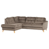 ECKSOFA  Samt Beige  - Beige/Buchefarben, Design, Holz/Textil (190/236cm) - Livetastic