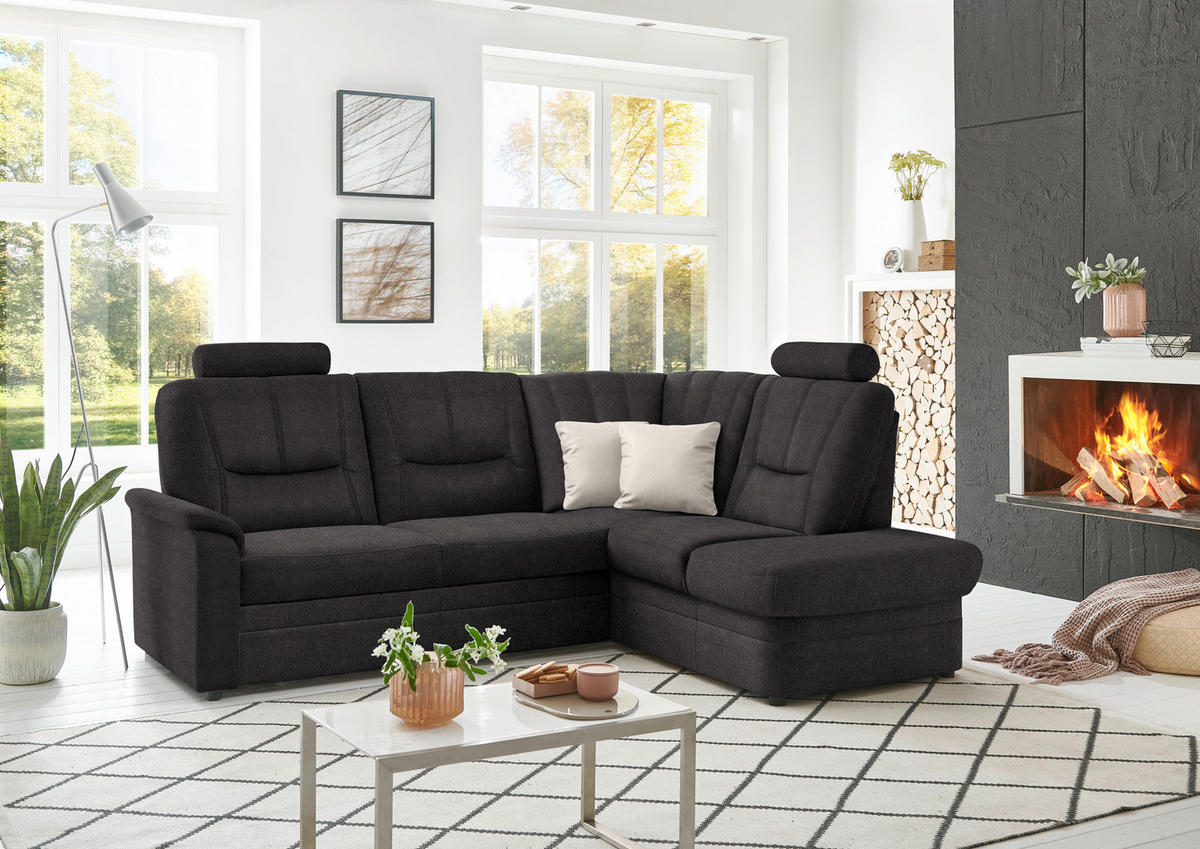 ECKSOFA Chenille Graubraun  - Graubraun/Schwarz, Konventionell, Kunststoff/Textil (235/185cm) - Beldomo Comfort