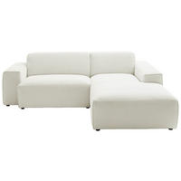 ECKSOFA in Cord Weiss  - Weiss/Schwarz, Design, Kunststoff/Textil (230/189cm) - Pure Home Lifestyle