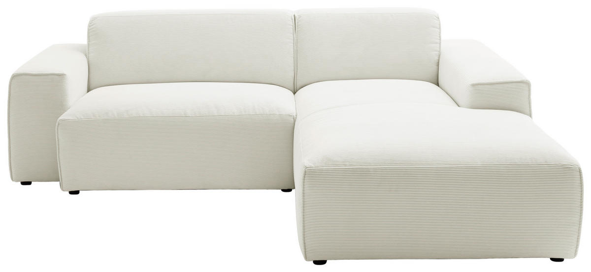 ECKSOFA in Cord Weiss  - Weiss/Schwarz, Design, Kunststoff/Textil (230/189cm) - Pure Home Lifestyle